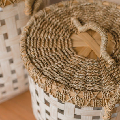 Wäschekorb IRAYA aus Bambus und Rattan mit Deckel, 41 cm