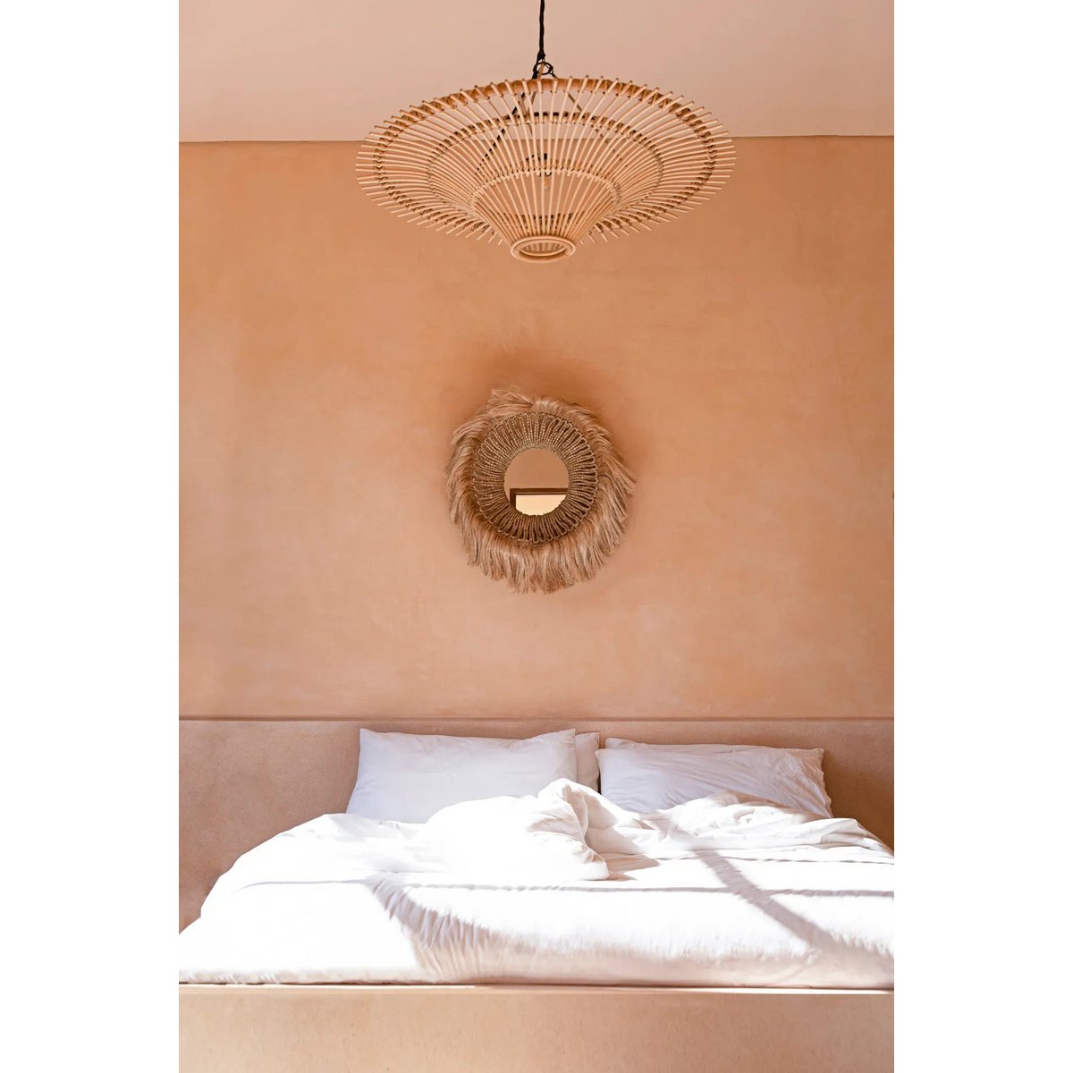 Rattan-Pendelleuchte 60 cm – handgeflochten, naturbeige