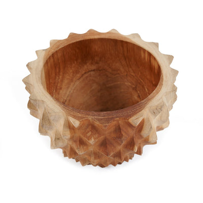 Skål af teakrod, durian-inspireret - 15 cm
