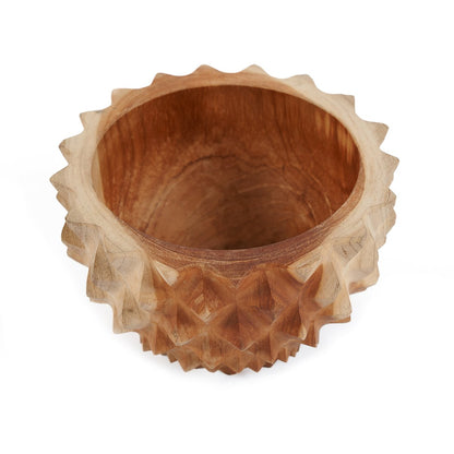 Skål af teakrod, durian-inspireret - 15 cm