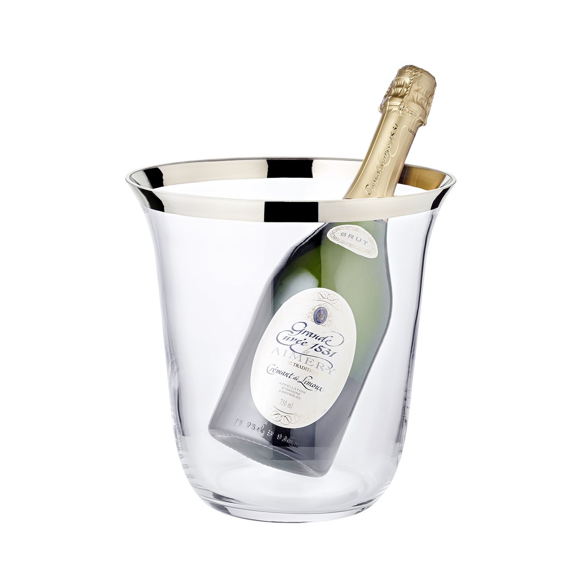 Toby hand-blown crystal champagne cooler, silver-plated, 23 cm