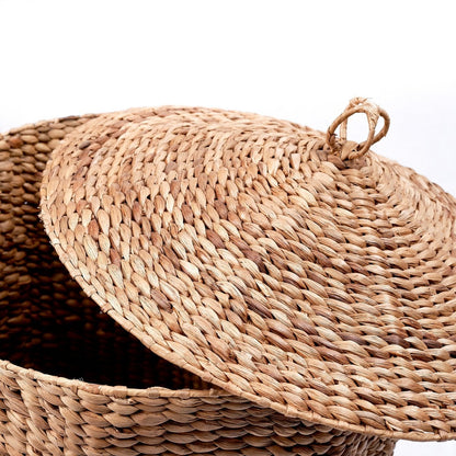 Jute & metal laundry basket with lid, M – 40 × 40 cm