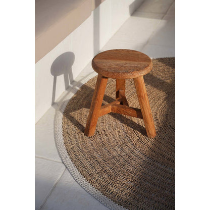 Teakholz Hocker, rustikal rund - Natur