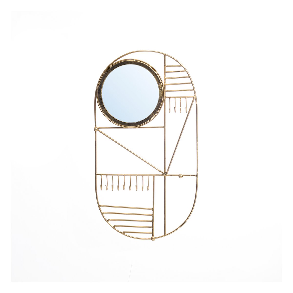 Vægbøjle i jern, oval, messing, 28×52 cm - dekorativ