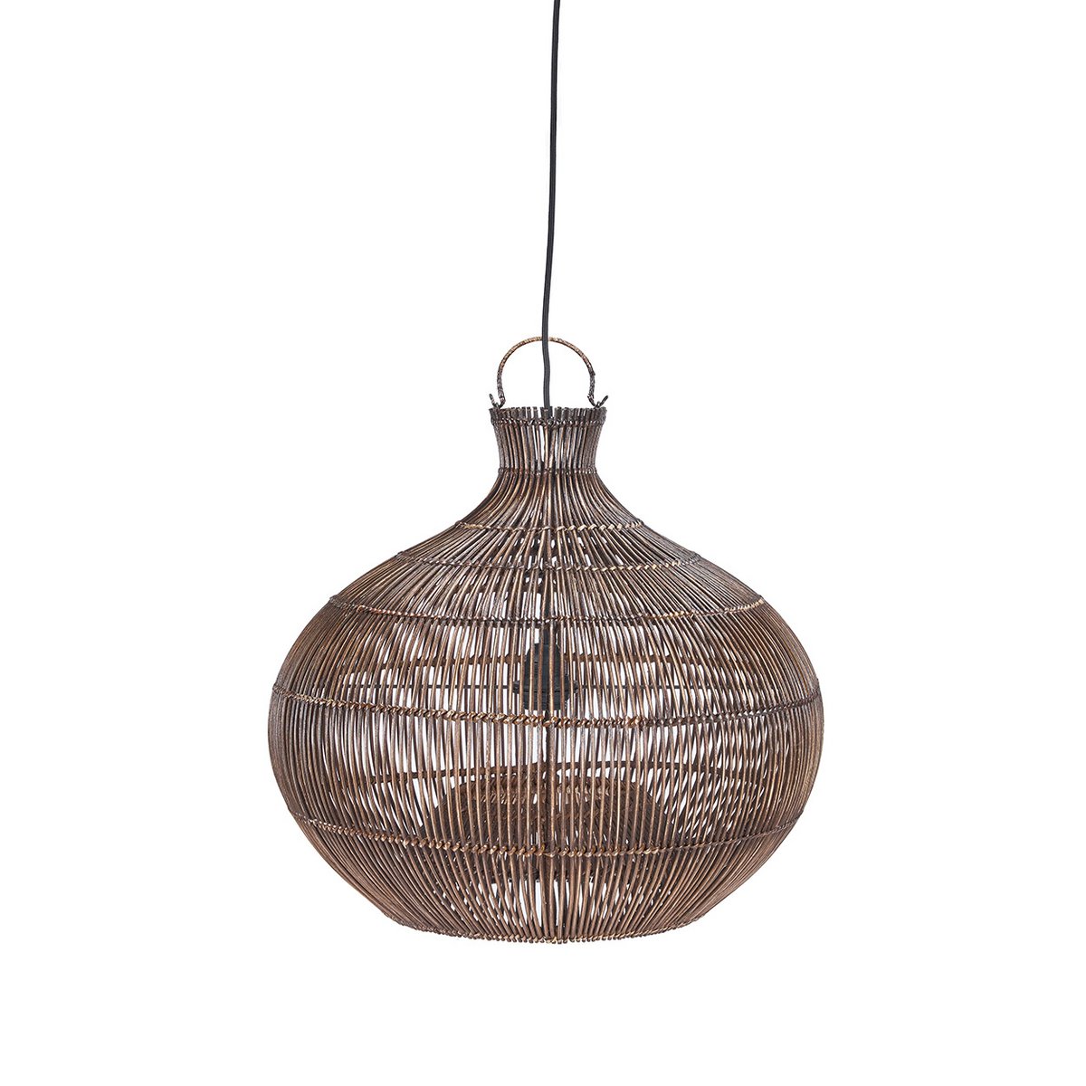 Bambus pendellampe 48 cm - mørk valnød finish
