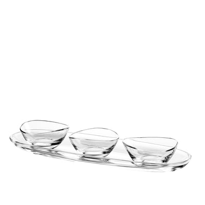 Glas aperitifsæt, 3 kopper på plateau, 50 cm - italiensk