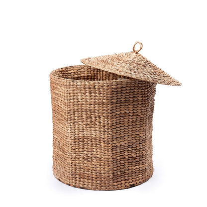 Jute & metal laundry basket with lid, M – 40 × 40 cm