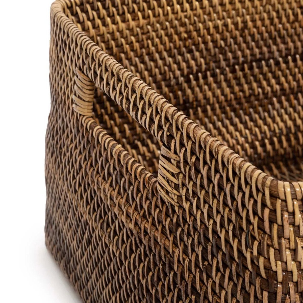 Rattan magazine basket natural brown - small