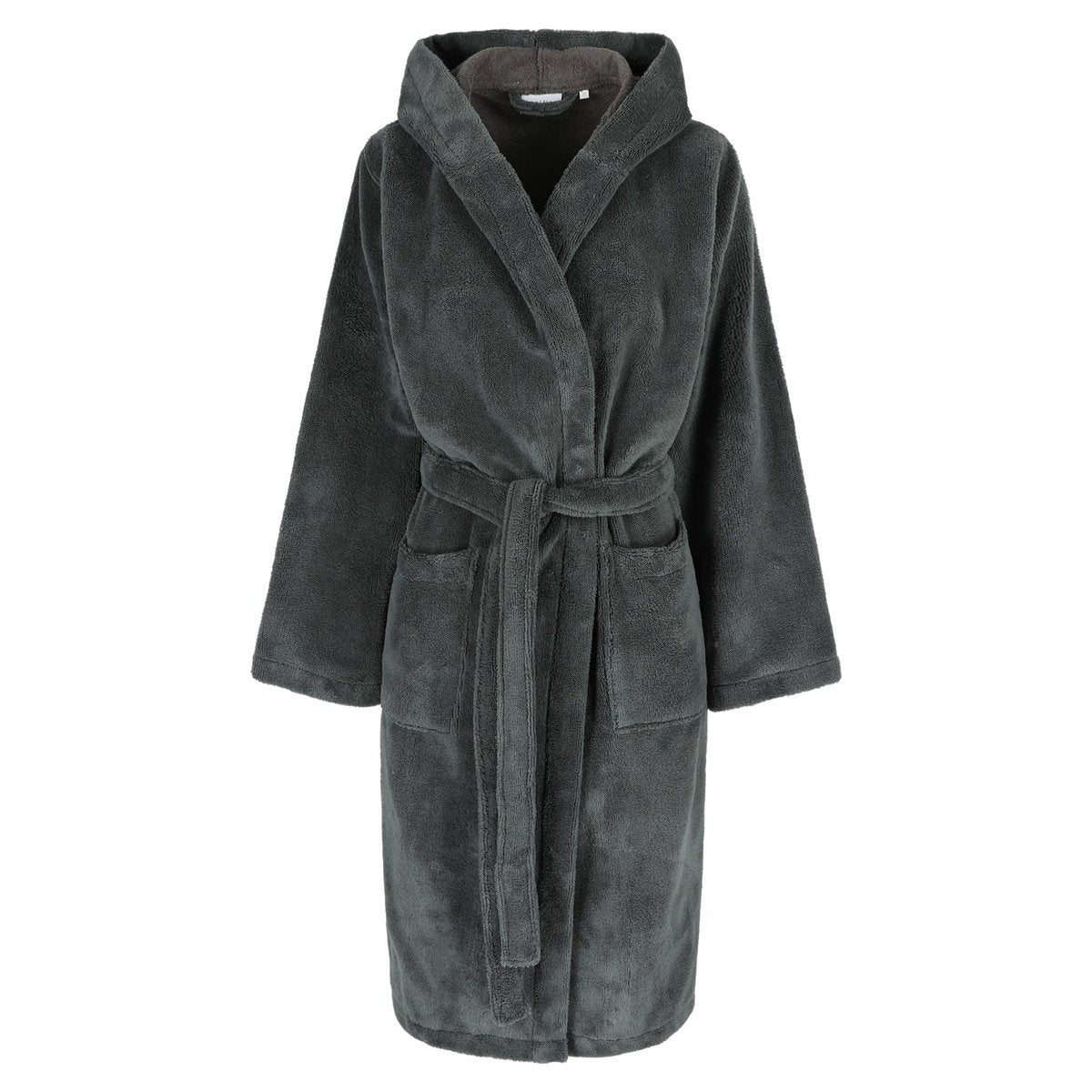 Teddy Kapuzenbademantel, S - Fleece & Baumwolle, Dunkelgrau