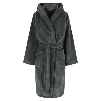Teddy Kapuzenbademantel, S - Fleece & Baumwolle, Dunkelgrau