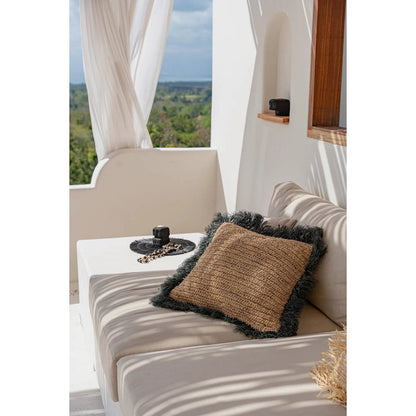 Kissenbezug aus Raffiabast 60×60 cm – natur schwarz, hergestellt in Indonesien