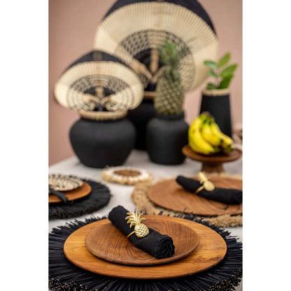 Teak round plate, 30 cm - natural grain