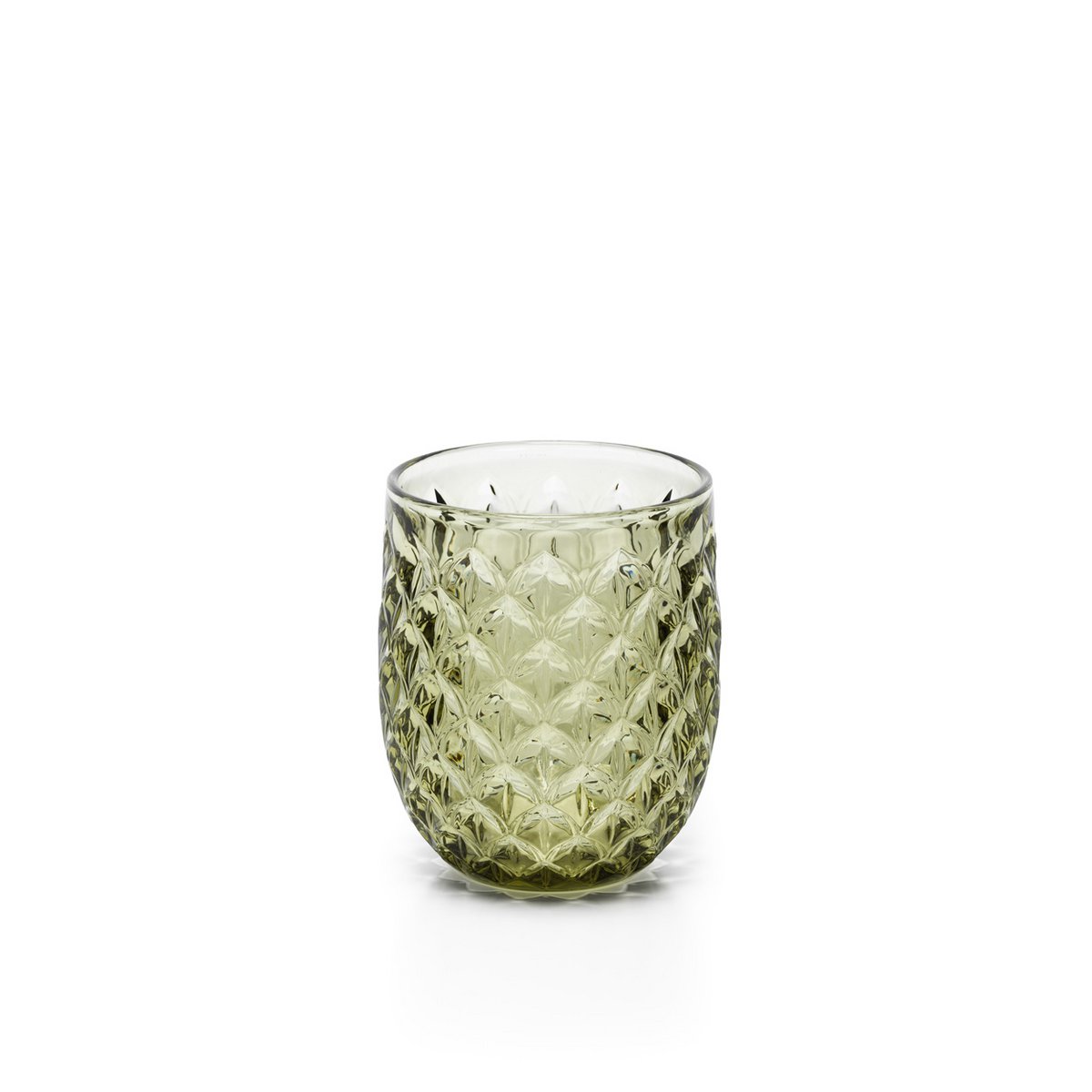 Olivengrønt vandglas 10 cm - starbeam tekstur