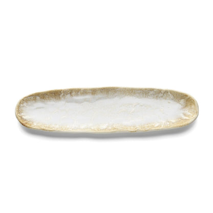 Ceramic oval platter 40.8×11.5 cm - beige
