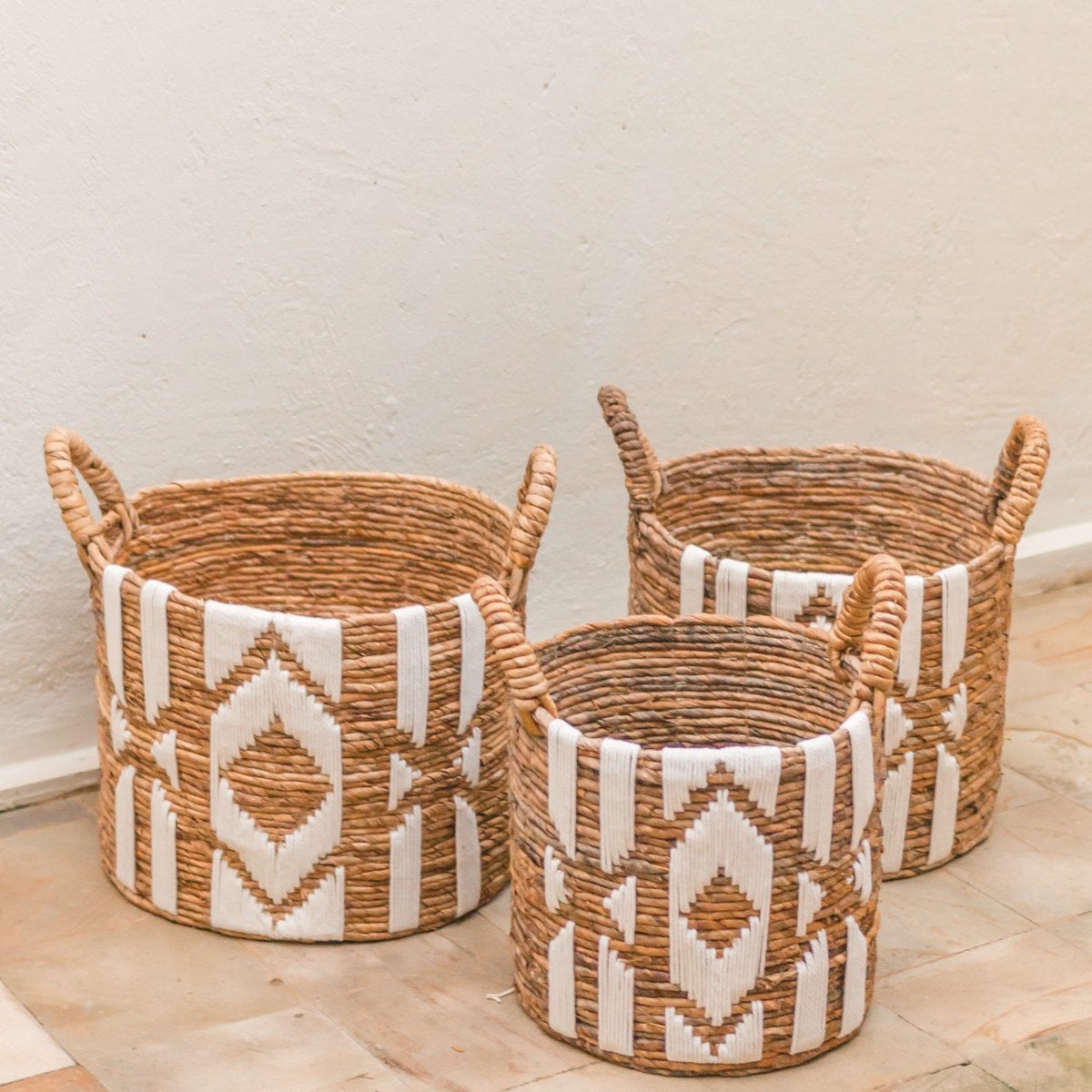 Cotton macramé basket NASARI 40 cm diameter – round storage