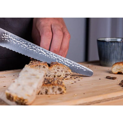 Edelstahl-Brotmesser mit Wellenschliff 200 mm – Pakkaholzgriff