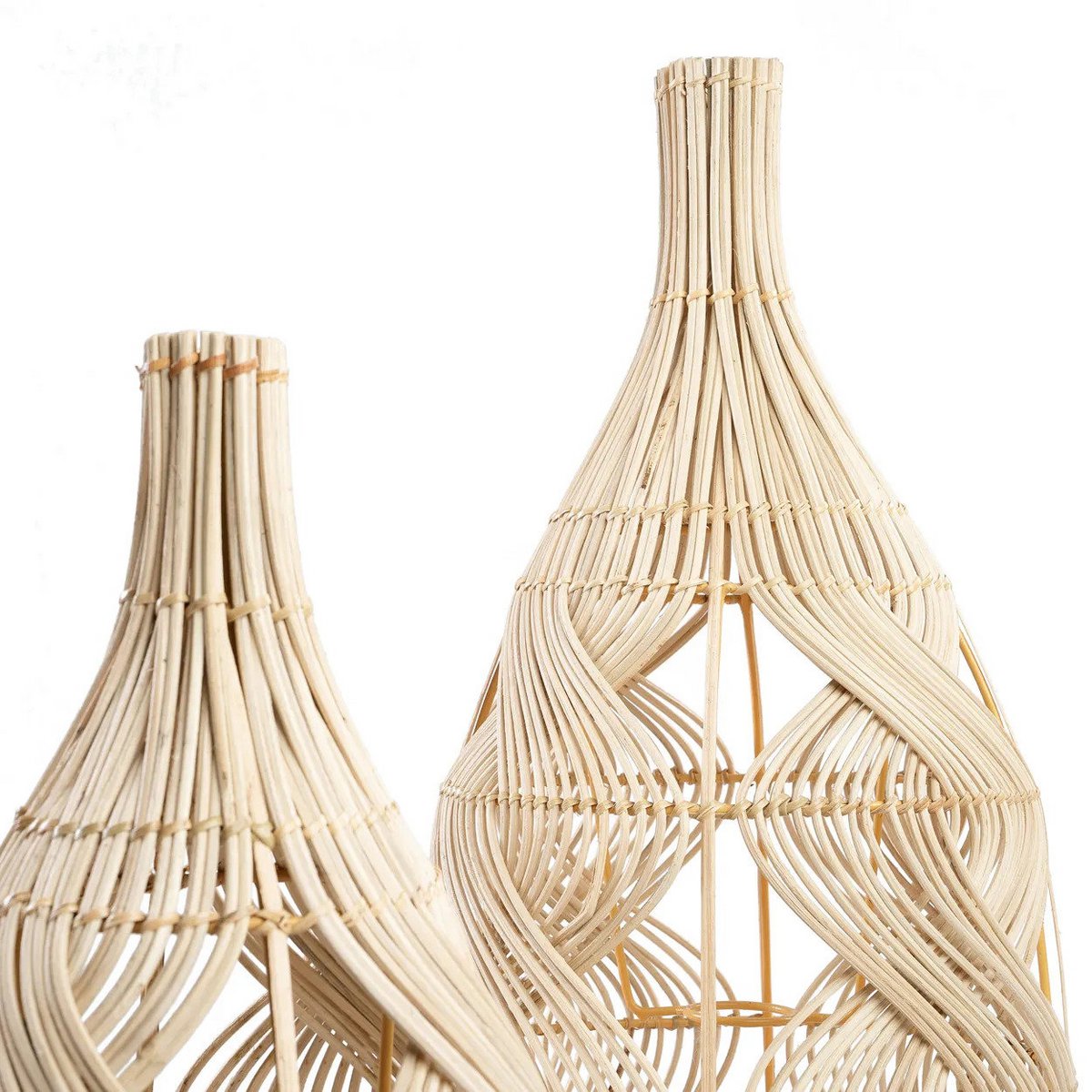 Großer Rattan-Hängeleuchtenschirm 30 × 70 cm – Flaschen-Silhouette