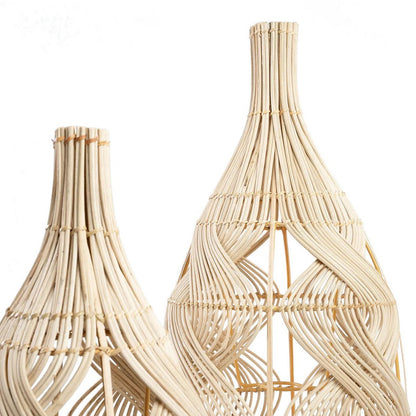 Großer Rattan-Hängeleuchtenschirm 30 × 70 cm – Flaschen-Silhouette