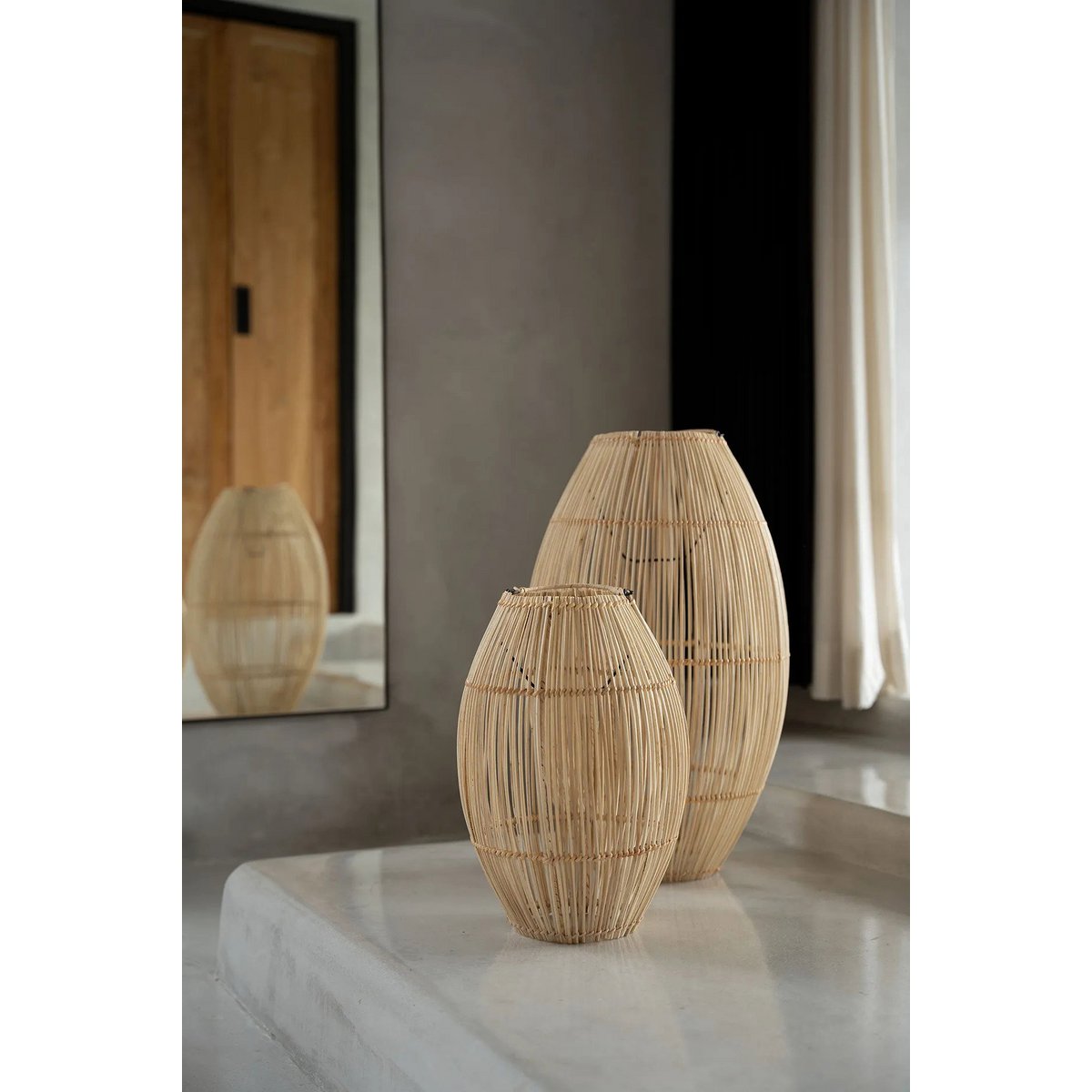 Rattan-Pendelleuchte 30×48 cm – konische Form, handgefertigt