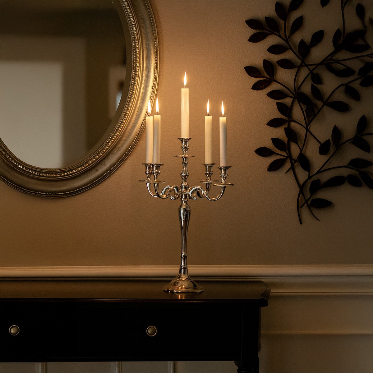 Metal candelabra, 6-light, 60 cm - silver