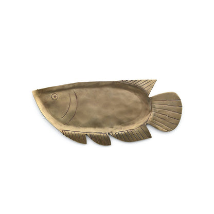 Messing serveringsbakke, stor - fiskeformet