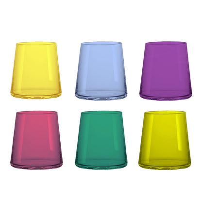 Flerfarvede vandglas af glas 300 ml – sæt med 6