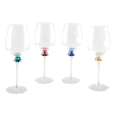 Weingläser mit Diamantschliff-Fuß – 4er Set