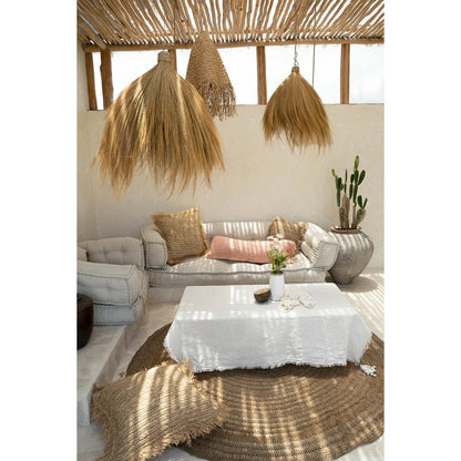 Kissenbezug aus Raffia 60×60 – handgewebt, naturbraun