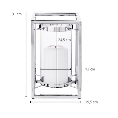 Stållanternen Banu med glas, 31 cm høj