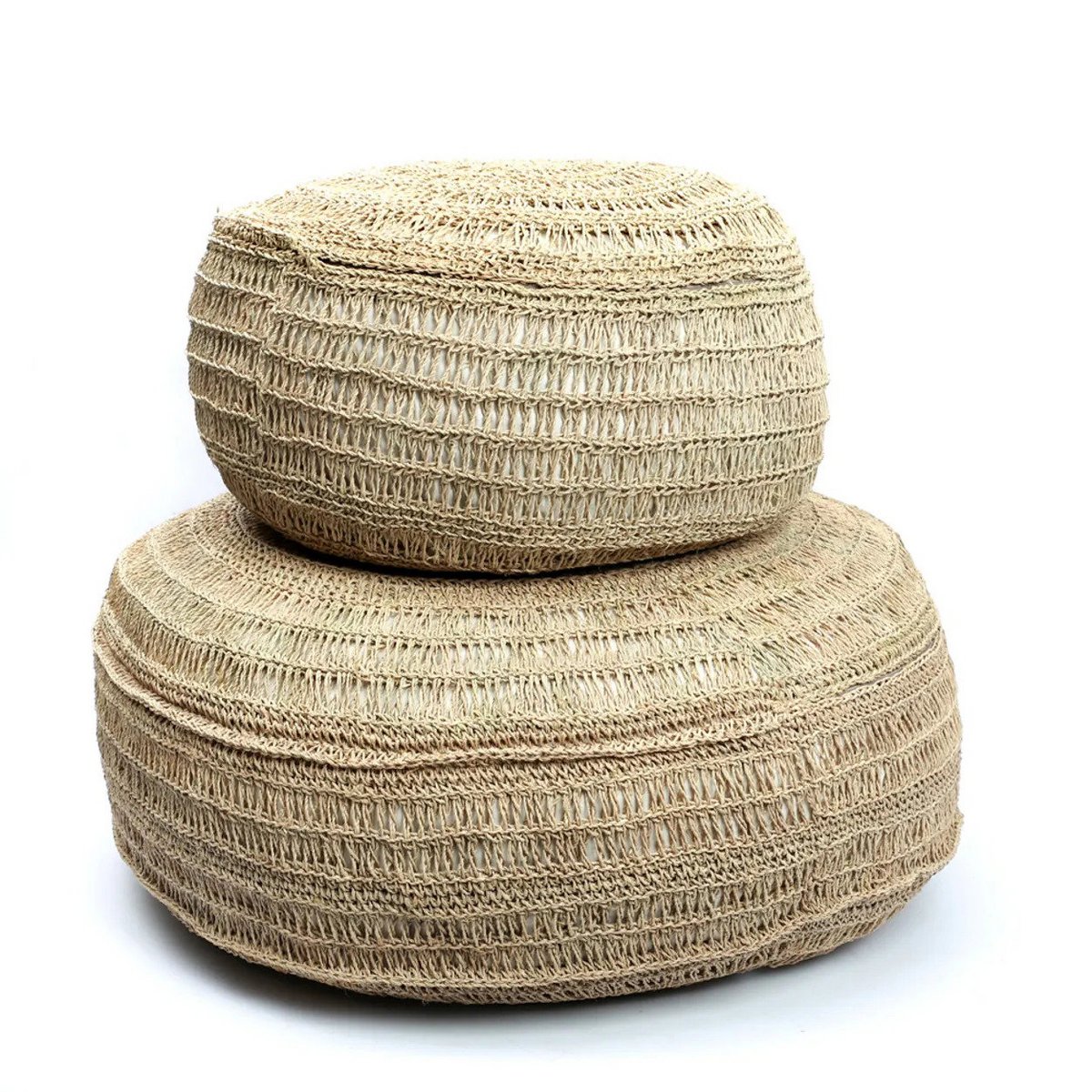 Seegras handgewebter Pouf – Natur M