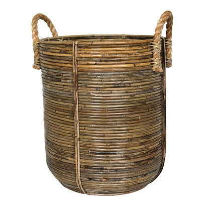 Rattan basket Otere Ø 40 cm – handwoven on Java with jute handles