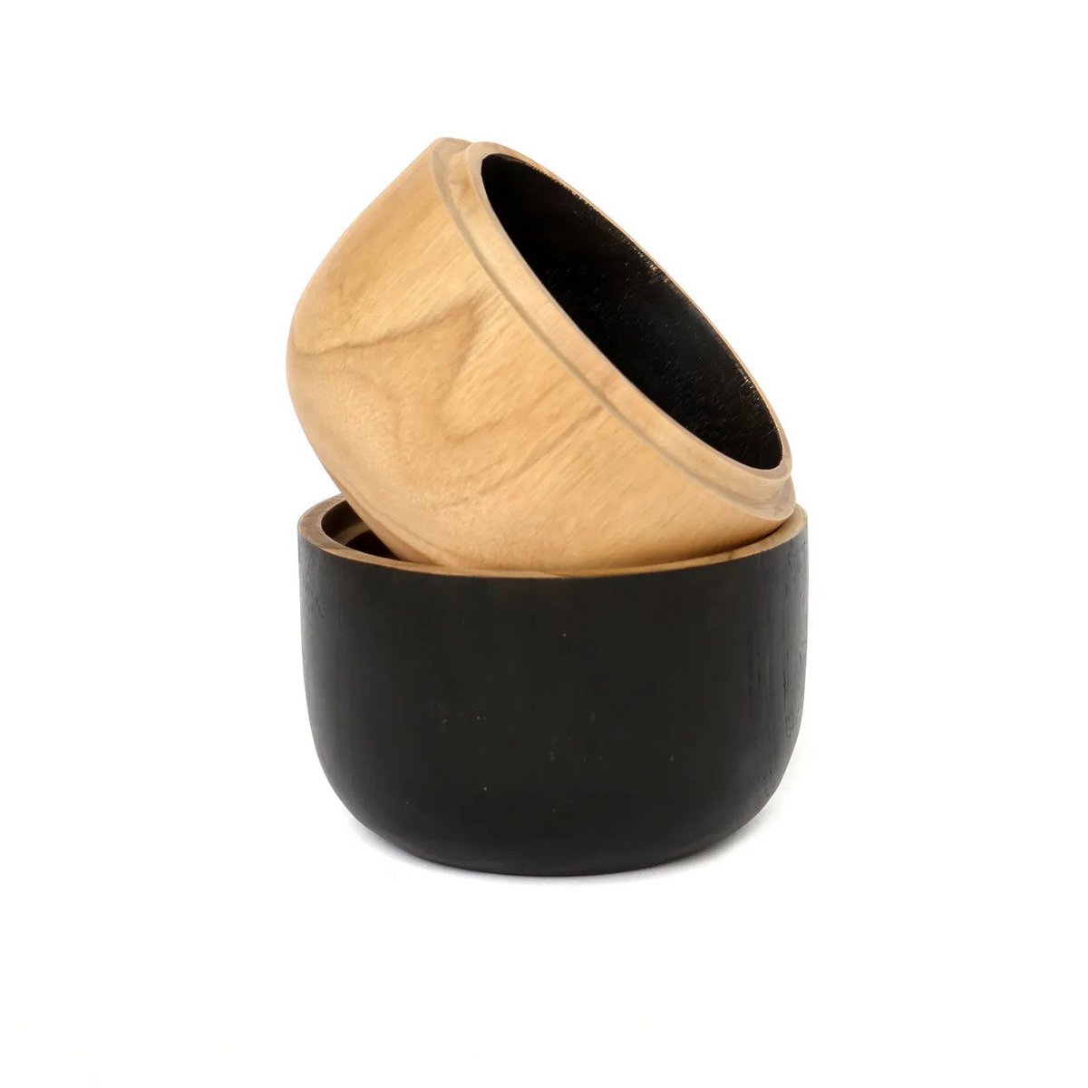 Wood double bowl 12×14 cm - round, tall form