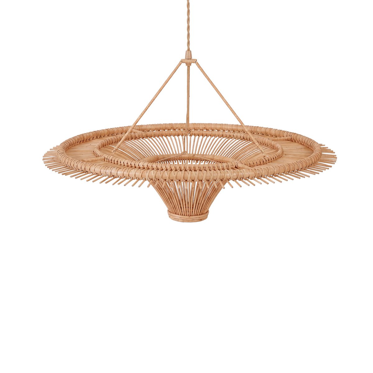Rattan-Pendelleuchte 60 cm – handgeflochten, naturbeige