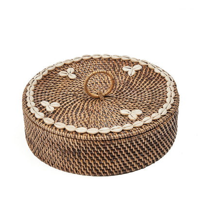 Rattan ruminddelt kurv, naturlig brun