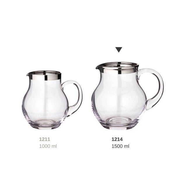 Mundblæst glaskande Olivia, 1,5L – platin kant