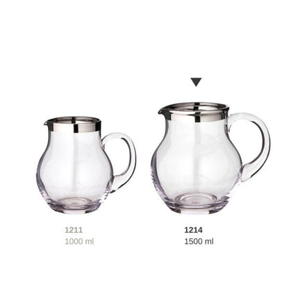 Mundblæst glaskande Olivia, 1,5L – platin kant