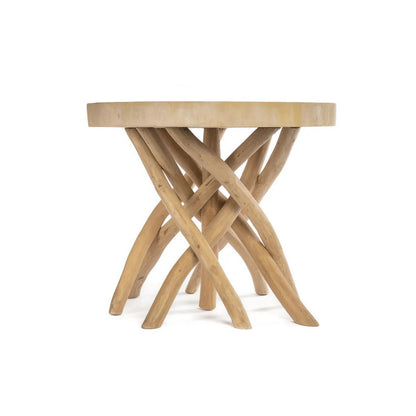 Teak side table, 60 cm - branch base