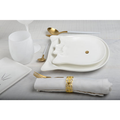 Ceramic cat dessert plate with gold nose 18cm