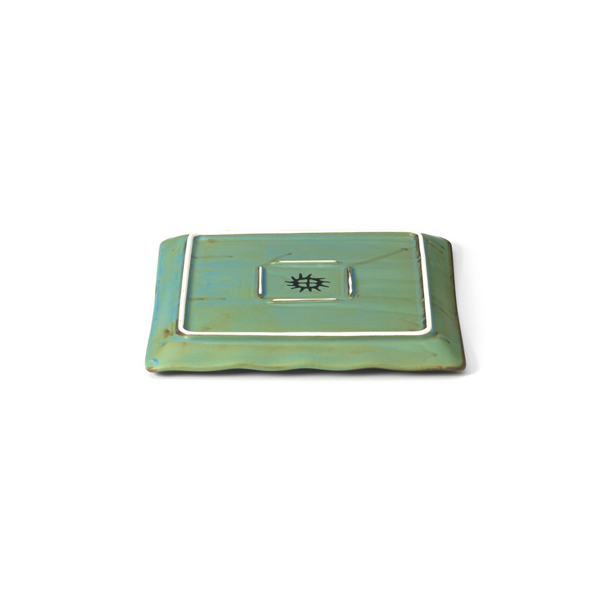 Ceramic square dinner plate, 20 cm - lagoon