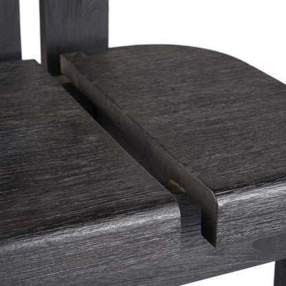 Teak bar stool, black – dual-back