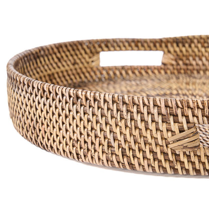 Serveringsbakke i rattan, 41 cm – håndvævet, naturlig