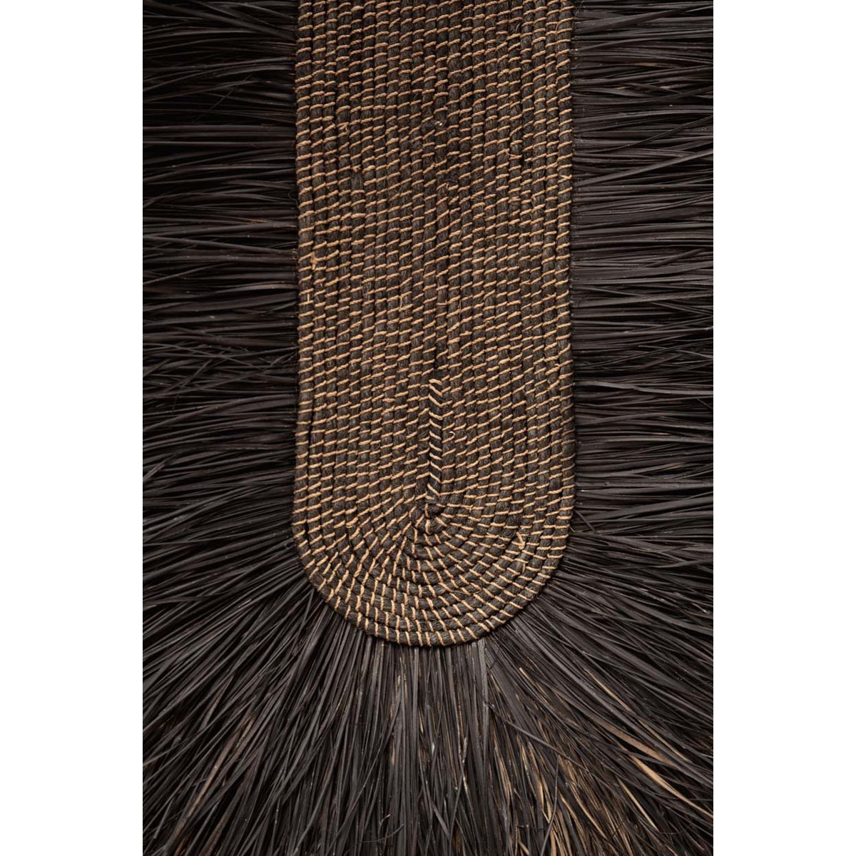 Grass wall circle, woven, 74 cm, black - handmade
