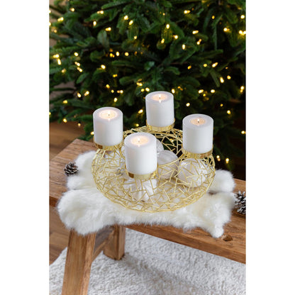 Metal advent wreath 34 cm, gold finish - Milano
