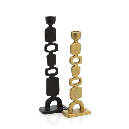 Totemo lysestage, 30,5 cm - mat sort messing