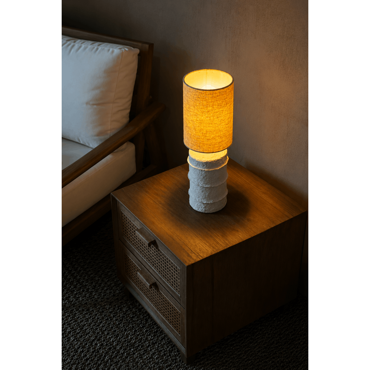 Papier-mâché table lamp, 20 cm - white small