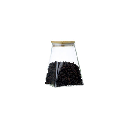 Dreieckiges Vorratsglas mit Holzdeckel - 910 ml