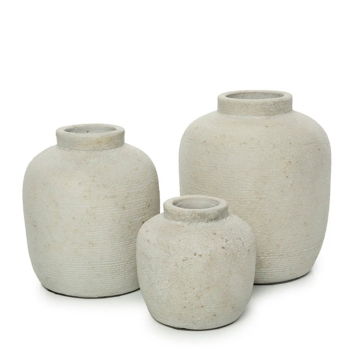 Terracotta vase, round - 22 cm, white