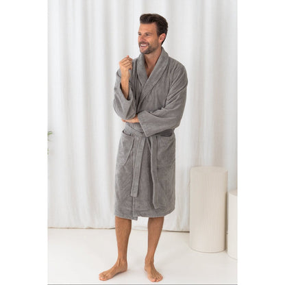 Teddy fleece bathrobe slate grey – size L