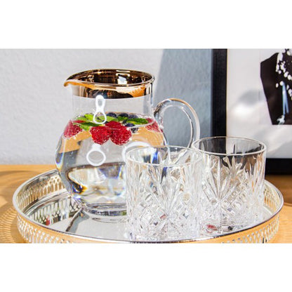 Mundblæst glaskande Olivia, 1,5L – platin kant