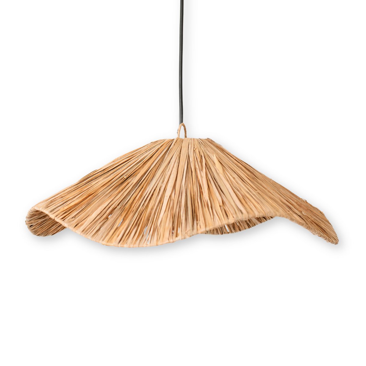 Søgræs-pendellampe Ø 53 cm – bred, flad skærm, beige og grøn